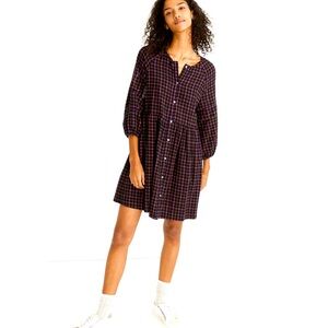 Madewell Women’s Plaid Flannel Raglan Button-Front Shirt Dress / Size 6